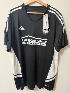 adidas Black Short-Sleeve Soccer Jersey with White Accents